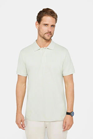 Erkek Slim Fit Dar Kesim %100 Pamuk Düz Pike Gri Polo Yaka Tişört