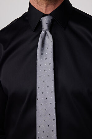 Regular Fit Siyah Non-Iron %100 Pamuk Doğa Dostu Ekoteks Belgeli Ütü Gerektirmez Gömlek