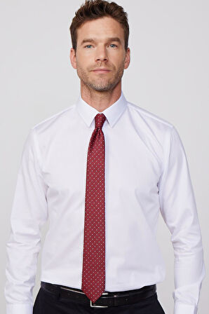 Slim Fit Beyaz Non-Iron %100 Pamuk Doğa Dostu Ekoteks Belgeli Ütü Gerektirmez Gömlek