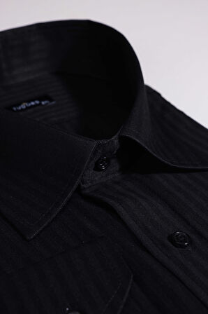 Erkek Big Size Büyük Beden Kolay Ütü Kravatlık Armürlü Pamuklu Gömlek