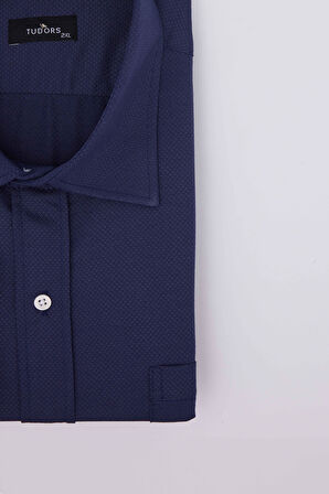 Erkek Big Size Büyük Beden Kolay Ütü Kravatlık Armürlü Pamuklu Gömlek