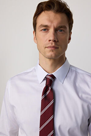 Erkek Slim Fit Dar Kesim Uzun Kollu Pamuklu Premium Seri Cotton Likralı Beyaz Gömlek