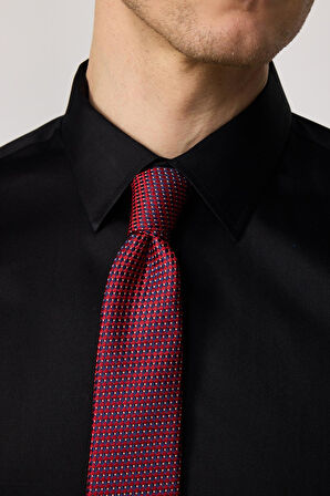 Erkek Slim Fit Dar Kesim Uzun Kollu Pamuklu Premium Seri Cotton Likralı Siyah Gömlek