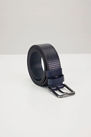 Erkek %100 Hakiki Deri 4 cm Spor Lacivert Kemer