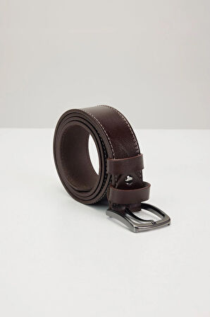 Erkek %100 Hakiki Deri 4 cm Spor Kahverengi Kemer