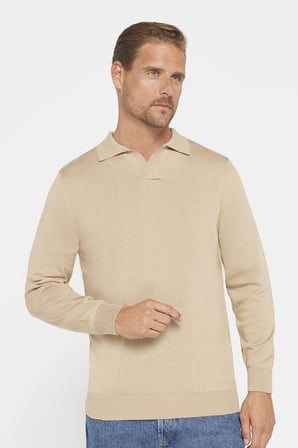 Erkek Standart Fit Normal Kesim Polo V Yaka Taş Triko Kazak
