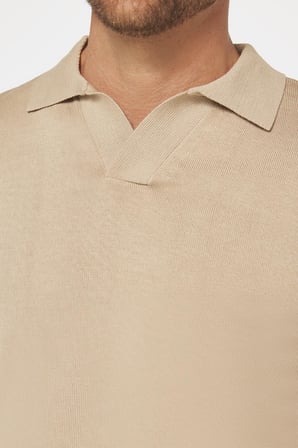 Erkek Standart Fit Normal Kesim Polo V Yaka Taş Triko Kazak