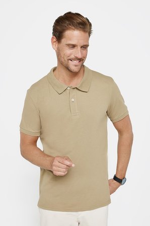 Erkek Slim Fit Dar Kesim %100 Pamuk Düz Pike Kahverengi Polo Yaka Tişört