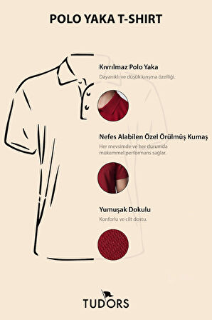Erkek Slim Fit Dar Kesim Pamuklu Yumuşak Dokulu Serin Tutan Kumaş Düz Pike Bordo Polo Yaka Tişört