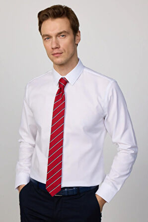 Slim Fit Beyaz Non-Iron %100 Pamuk Doğa Dostu Ekoteks Belgeli Ütü Gerektirmez Gömlek