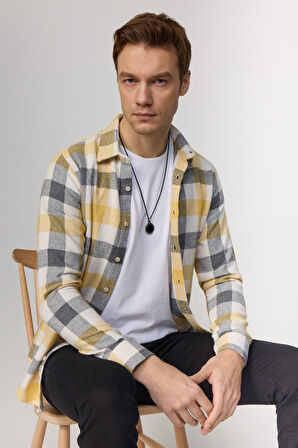 Erkek Slim Fit Dar Kesim Uzun Kollu Kareli Kışlık Oduncu Gömlek