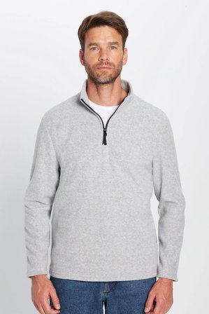 Unisex Standart Fit Anti-pilling Tüylenme Yapmayan Soğuk Geçirmez Gri Dik Bato Yaka Polar Sweatshirt