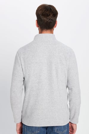 Unisex Standart Fit Anti-pilling Tüylenme Yapmayan Soğuk Geçirmez Gri Dik Bato Yaka Polar Sweatshirt