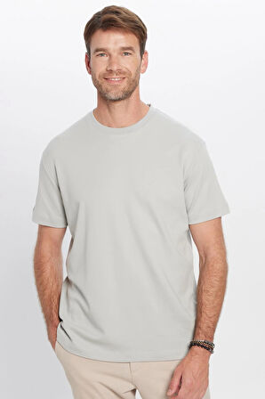 Unisex Relax Fit Rahat Kesim %100 Pamuk Yumuşak Dokulu Hafif Kalın Basic Bisiklet Yaka Gri Tişört