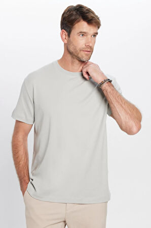 Unisex Relax Fit Rahat Kesim %100 Pamuk Yumuşak Dokulu Hafif Kalın Basic Bisiklet Yaka Gri Tişört