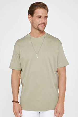 Unisex Relax Fit Rahat Kesim %100 Pamuk Yumuşak Dokulu Hafif Kalın Bisiklet Yaka Kahverengi Tişört