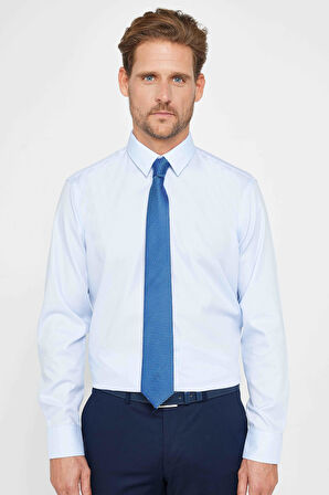 Slim Fit Açık Mavi Non-Iron %100 Pamuk Doğa Dostu Ekoteks Belgeli Ütü Gerektirmez Gömlek