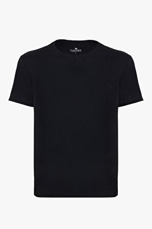 Unisex Slim Fit Dar Kesim %100 Pamuk Yumuşak Dokulu Siyah Bisiklet Yaka Tişört