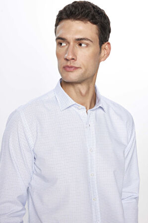 Erkek Modern Slim Fit Dar Kesim Uzun Kollu Pamuklu Çizgili 4 Mevsim İtalyan Yaka Gömlek