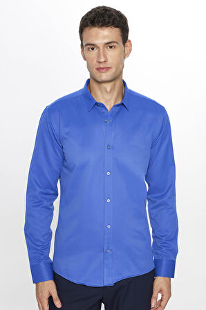 Modern Slim Fit Pamuklu Kolay Ütü Armürlü Erkek Gömlek