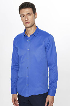 Modern Slim Fit Pamuklu Kolay Ütü Armürlü Erkek Gömlek