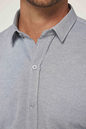 Modern Slim Fit Pamuklu Kolay Ütü Armürlü Erkek Gömlek