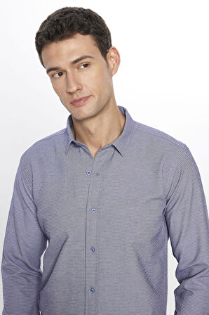 Modern Slim Fit Pamuklu Kolay Ütü Armürlü Erkek Gömlek