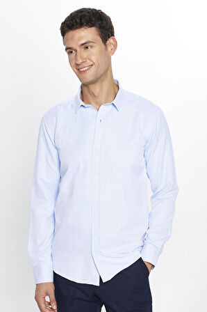 Modern Slim Fit Pamuklu Kolay Ütü Armürlü Erkek Gömlek