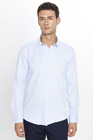 Modern Slim Fit Pamuklu Kolay Ütü Armürlü Erkek Gömlek