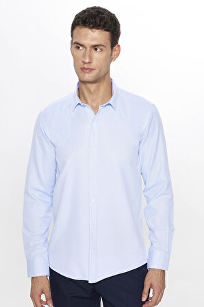 Modern Slim Fit Pamuklu Kolay Ütü Armürlü Erkek Gömlek