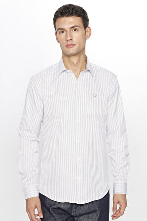 Erkek Modern Slim Fit Dar Kesim Uzun Kollu Pamuklu Çizgili Gömlek
