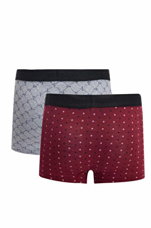Erkek 2'li Pamuklu Likralı Esnek Kumaş Boxer