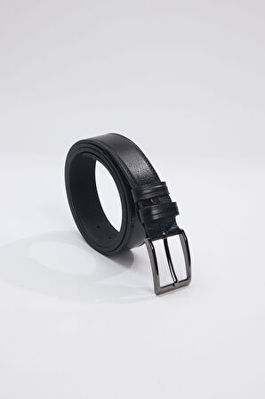 Erkek %100 Hakiki Deri 3,5 cm Klasik Siyah Kemer 