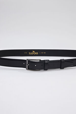 Erkek %100 Hakiki Deri 3,5 cm Klasik Siyah Kemer 