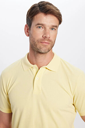 Erkek Slim Fit Dar Kesim Pamuklu Yumuşak Dokulu Serin Tutan Kumaş Düz Pike Polo Yaka Tişört