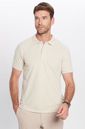 Erkek Slim Fit Dar Kesim Pamuklu Yumuşak Dokulu Serin Tutan Kumaş Düz Pike Beyaz Polo Yaka Tişört