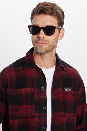 Erkek Relax Fit Rahat Kesim Oduncu Çift Cepli Kareli Yırtmaçlı Kışlık Gömlek