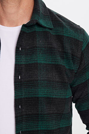 Erkek Slim Fit Dar Kesim Oduncu Kareli Kışlık Gömlek