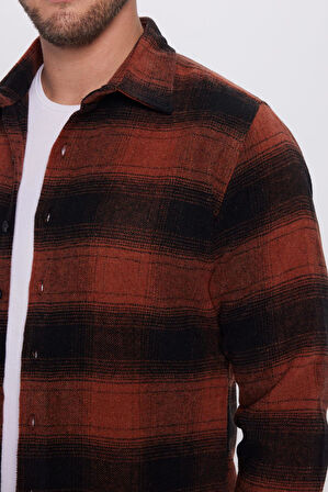 Erkek Slim Fit Dar Kesim Oduncu Kareli Kışlık Gömlek