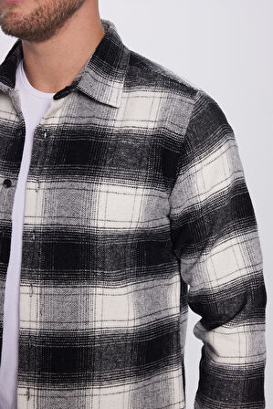 Erkek Slim Fit Dar Kesim Oduncu Kareli Kışlık Gömlek