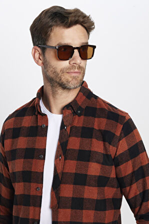 Erkek Slim Fit Dar Kesim Oduncu Düğmeli Yaka Kareli Kışlık Gömlek