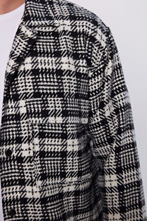 Erkek Relax Fit Rahat Kesim Çıtçıtlı Çift Cepli Kareli Kışlık Apaş Yaka Mont Gömlek