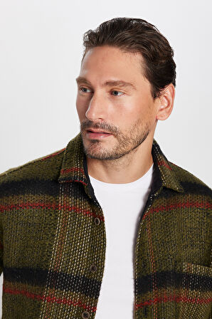 Erkek Relax Fit Rahat Kesim Tek Cepli Kareli Kışlık Oduncu Gömlek