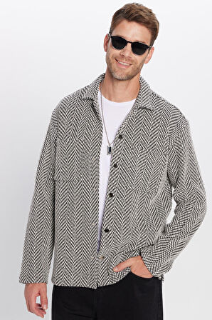 Erkek Relax Fit Rahat Kesim Örme Çift Cepli Çıtçıtlı Armürlü Gömlek