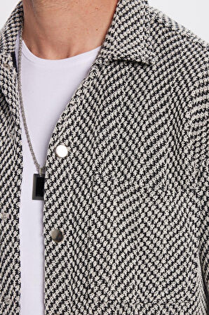 Erkek Relax Fit Rahat Kesim Örme Çift Cepli Çıtçıtlı Armürlü Gömlek