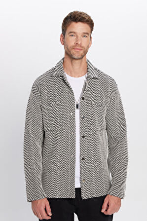 Erkek Relax Fit Rahat Kesim Örme Çift Cepli Çıtçıtlı Armürlü Gömlek