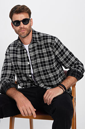 Erkek Relax Fit Rahat Kesim Oduncu Kareli Kışlık Gömlek