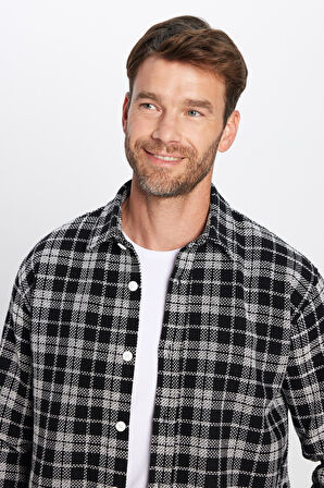 Erkek Relax Fit Rahat Kesim Oduncu Kareli Kışlık Gömlek