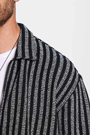 Erkek Relax Fit Rahat Kesim Oduncu Apaş Yaka Fermuarlı Kışlık Gömlek