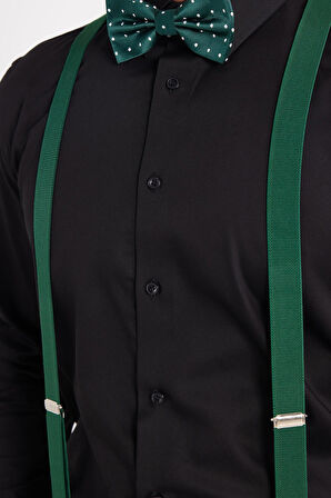 Erkek Slim Fit  Premium Likralı Pamuk Saten Siyah Gömlek